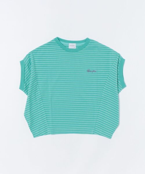 GROOVY COLORS(グルービーカラーズ)の「Striped and Tent-sleeve Tee(Tシャツ/カットソー・キッズ・ライトグリーン・120/110)」の2枚目の写真