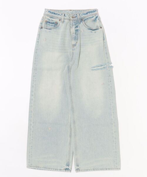 RAGEBLUE（レイジブルー）の「＜セットアップ対応＞3size展開/フラワー刺繍ダメージワイドデニム（デニムパンツ・レディース・ブラック/ブルー/ホワイト/ブラック系8/ライトブルー/ブラック系1/ネイビー/その他19/ブルー系その他・SMALL/MEDIUM/LARGE）」の8枚目の写真