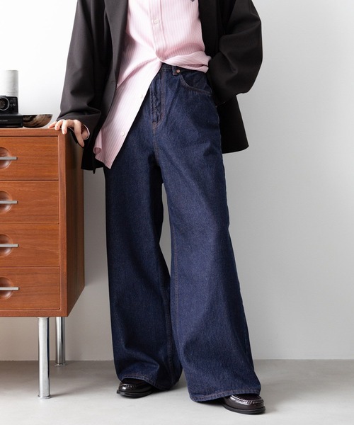 RAGEBLUE（レイジブルー）の「＜セットアップ対応＞3size展開/フラワー刺繍ダメージワイドデニム（デニムパンツ・レディース・ブラック/ブルー/ホワイト/ブラック系8/ライトブルー/ブラック系1/ネイビー/その他19/ブルー系その他・SMALL/MEDIUM/LARGE）」の6枚目の写真