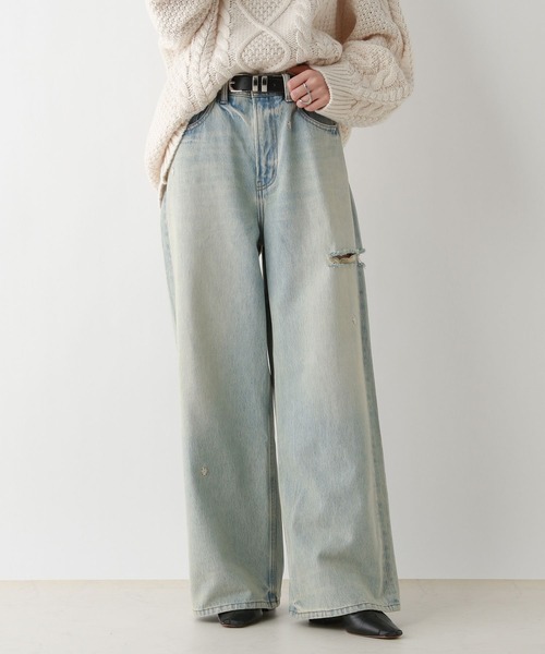 RAGEBLUE（レイジブルー）の「＜セットアップ対応＞3size展開/フラワー刺繍ダメージワイドデニム（デニムパンツ・レディース・ブラック/ブルー/ホワイト/ブラック系8/ライトブルー/ブラック系1/ネイビー/その他19/ブルー系その他・SMALL/MEDIUM/LARGE）」の7枚目の写真