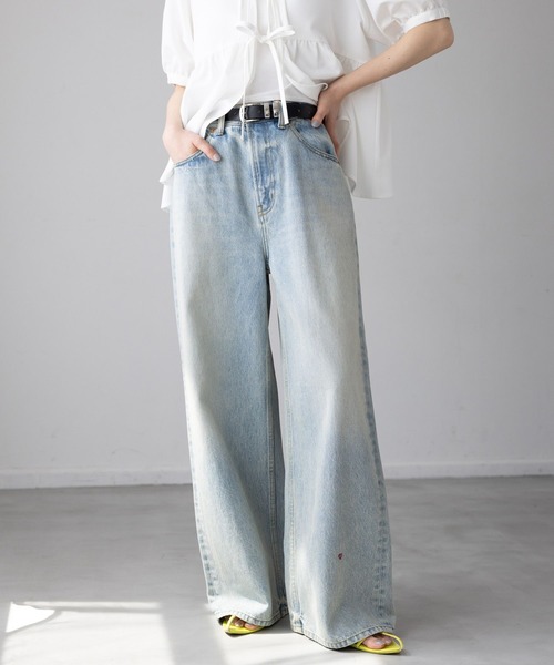 RAGEBLUE（レイジブルー）の「＜セットアップ対応＞3size展開/フラワー刺繍ダメージワイドデニム（デニムパンツ・レディース・ブラック/ブルー/ホワイト/ブラック系8/ライトブルー/ブラック系1/ネイビー/その他19/ブルー系その他・SMALL/MEDIUM/LARGE）」の5枚目の写真