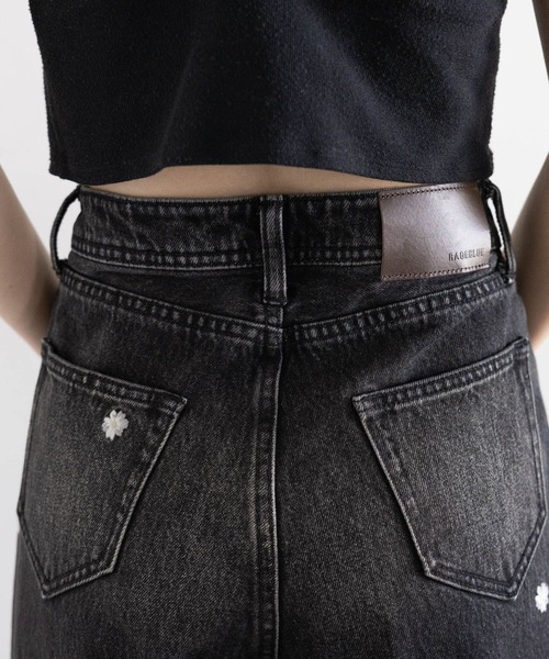 RAGEBLUE（レイジブルー）の「＜セットアップ対応＞3size展開/フラワー刺繍ダメージワイドデニム（デニムパンツ・レディース・ブラック/ブルー/ホワイト/ブラック系8/ライトブルー/ブラック系1/ネイビー/その他19/ブルー系その他・SMALL/MEDIUM/LARGE）」の12枚目の写真
