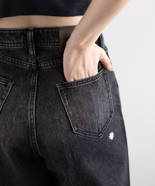 RAGEBLUE（レイジブルー）の「＜セットアップ対応＞3size展開/フラワー刺繍ダメージワイドデニム（デニムパンツ・レディース・ブラック/ブルー/ホワイト/ブラック系8/ライトブルー/ブラック系1/ネイビー/その他19/ブルー系その他・SMALL/MEDIUM/LARGE）」の11枚目の写真