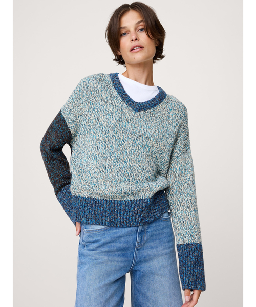 Banana Republic(バナナリパブリック)の「オーバーサイズ コットン Vネック セーター(ニット/セーター・レディース・アイボリー/ピンク/ブルー/マルチ・M/XS/L/S)」の1枚目の写真