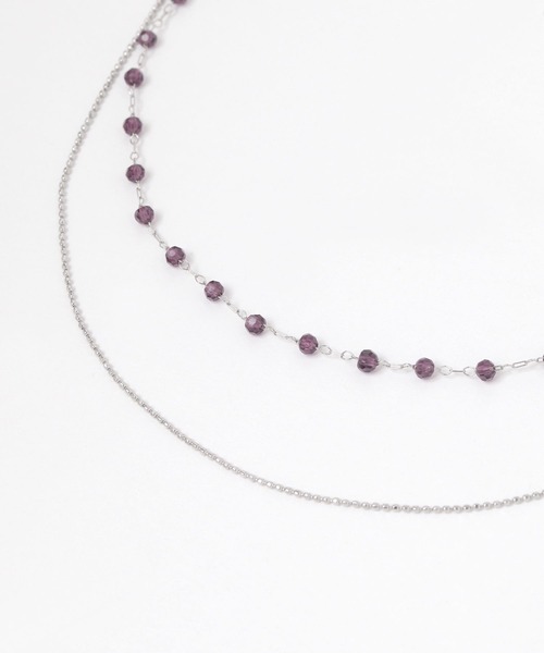 GLOBAL WORK(グローバルワーク)の「ステンレスカラーガラスネックレス/289700(ネックレス・レディース・ダークパープル/クリア/グレー・ONE SIZE)」の1枚目の写真