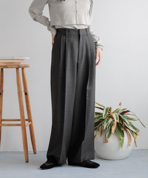 LOWRYS FARM（ローリーズファーム）の「メランジツイルワイドパンツ　242732（スラックス・レディース・チャコールグレー/グレー/ブラウン・LARGE/MEDIUM）」の10枚目の写真