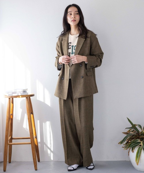 LOWRYS FARM（ローリーズファーム）の「メランジツイルワイドパンツ　242732（スラックス・レディース・チャコールグレー/グレー/ブラウン・LARGE/MEDIUM）」の7枚目の写真