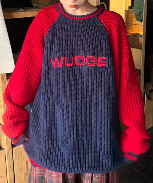 WudgeBoy（ワッジボーイ）の「raglan knit（ニット/セーター・メンズ・ネイビー/オレンジ/グレー・MEDIUM/LARGE）」の2枚目の写真