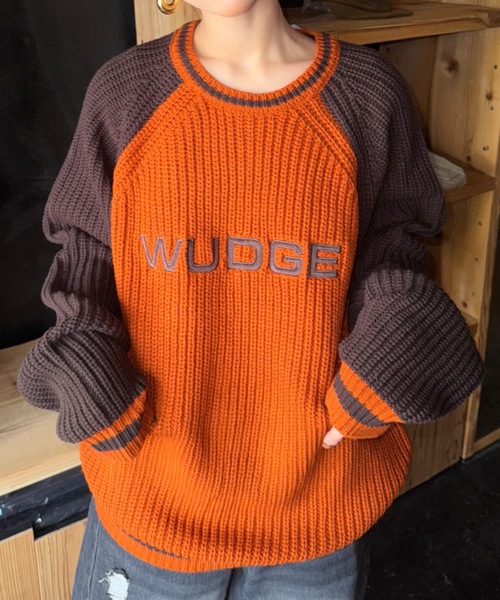 WudgeBoy（ワッジボーイ）の「raglan knit（ニット/セーター・メンズ・ネイビー/オレンジ/グレー・MEDIUM/LARGE）」の3枚目の写真