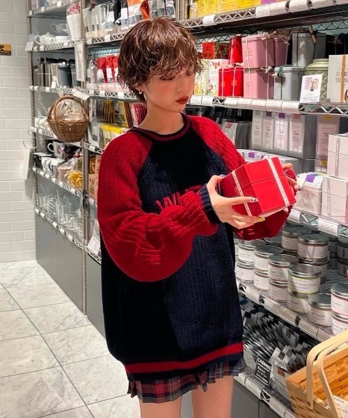 WudgeBoy（ワッジボーイ）の「raglan knit（ニット/セーター・メンズ・ネイビー/オレンジ/グレー・MEDIUM/LARGE）」の7枚目の写真