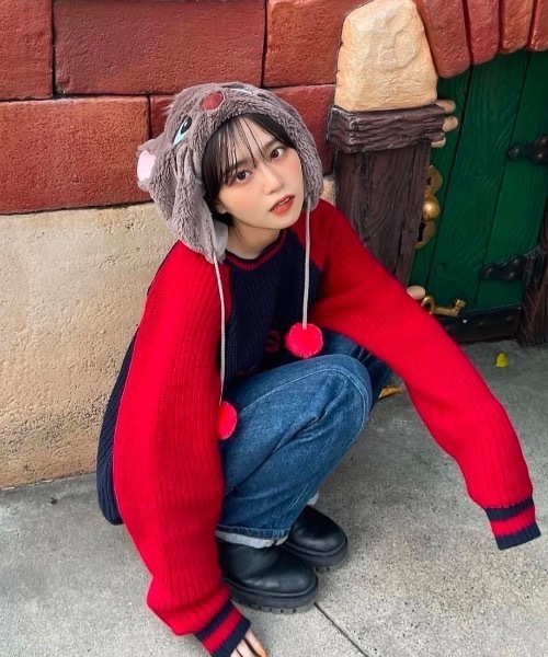 WudgeBoy（ワッジボーイ）の「raglan knit（ニット/セーター・メンズ・ネイビー/オレンジ/グレー・MEDIUM/LARGE）」の17枚目の写真