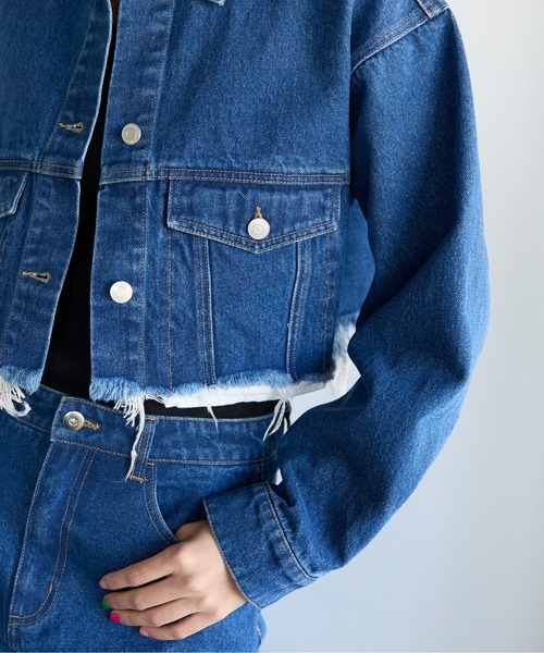 【新品】QTUME クチューム　ダークブルーデニム クロップドジャケット 楽天市場】【2024年秋冬新作30％OFF!!】QTUME クチュームBlue