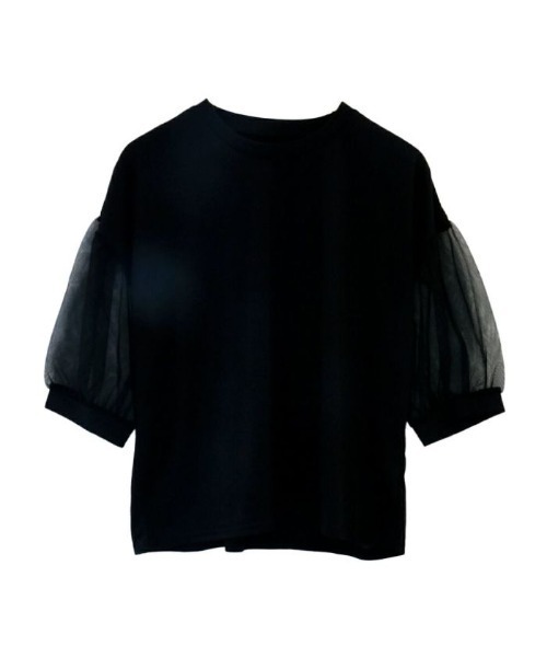 aquagarage（アクアガレージ）の「袖チュールカットソー（Tシャツ/カットソー・レディース・ブラック/グレー・M）」の10枚目の写真