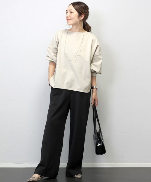 Aletta vita(アレッタビータ)の「バックファスナーポンチ袖タックプルオーバー(Tシャツ/カットソー・レディース・グレー系その他/ブラック/ダークブラウン・FREE)」の18枚目の写真