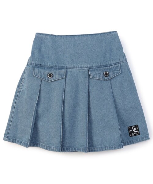 algy（アルジー）の「フロントフラッププリーツスカート（スカート・キッズ・インディゴブルー/グレー・XX-SMALL/X-SMALL/MEDIUM/SMALL）」の2枚目の写真