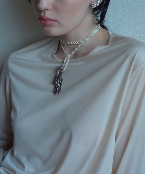 IRIS47（イリスフォーセブン）の「【IRIS 47】velvety long tops/ベルベティ ロング トップス（Tシャツ/カットソー・レディース・ブラック/ナチュラル・FREE）」の9枚目の写真