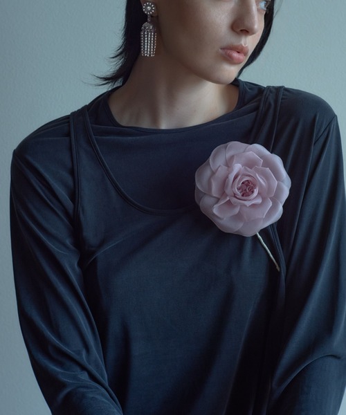 IRIS47（イリスフォーセブン）の「【IRIS 47】velvety long tops/ベルベティ ロング トップス（Tシャツ/カットソー・レディース・ブラック/ナチュラル・FREE）」の11枚目の写真