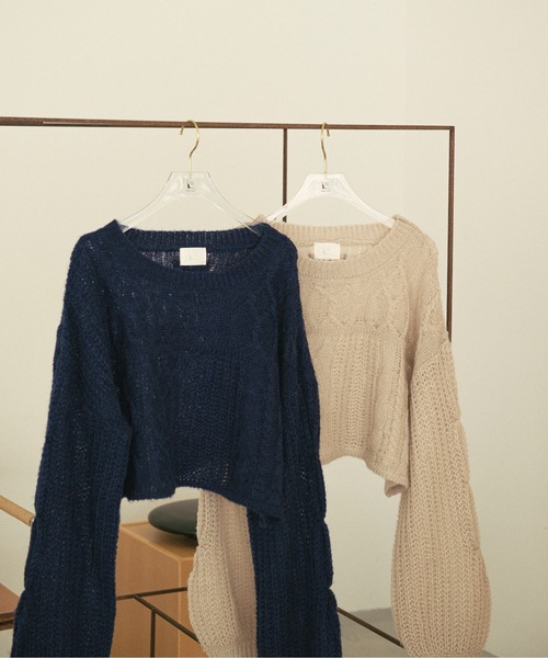 loin nuit シアーカラーニット　Blue loin nuit（ロワンニュイ）の「sheer collar knit / シアーカラー