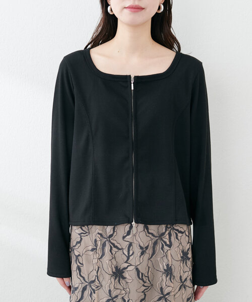 natural couture（ナチュラルクチュール）の「【WEB限定】ファスナーあきカットカーディガン（カーディガン/ボレロ・レディース・グレー/オフホワイト/その他1/ブラック・FREE）」の21枚目の写真