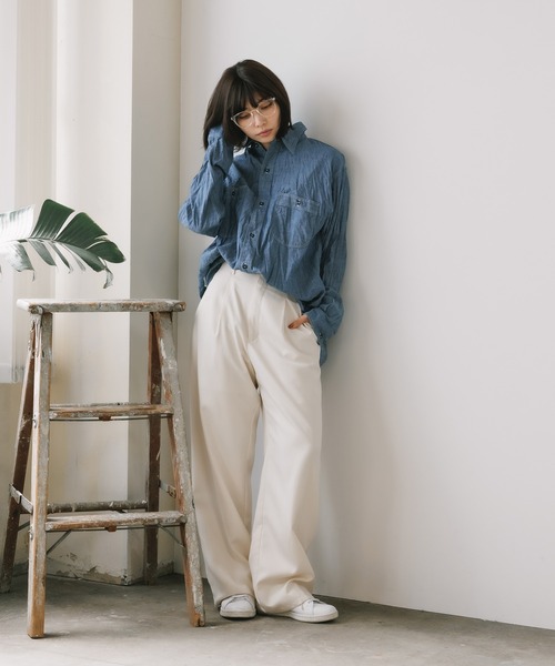 orSlow（オアスロウ）の「orSlow/オアスロウ RELAX FIT CHAMBRAY WORK SHIRT ワークシャツ（シャツ/ブラウス・メンズ・ブルー・3/4/2）」の15枚目の写真