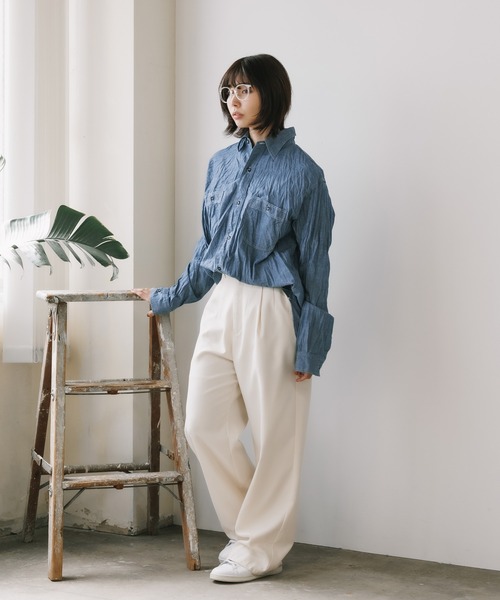 orSlow（オアスロウ）の「orSlow/オアスロウ RELAX FIT CHAMBRAY WORK SHIRT ワークシャツ（シャツ/ブラウス・メンズ・ブルー・3/4/2）」の16枚目の写真