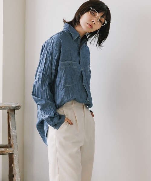 orSlow（オアスロウ）の「orSlow/オアスロウ RELAX FIT CHAMBRAY WORK SHIRT ワークシャツ（シャツ/ブラウス・メンズ・ブルー・3/4/2）」の10枚目の写真