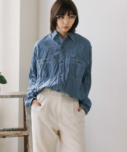 orSlow（オアスロウ）の「orSlow/オアスロウ RELAX FIT CHAMBRAY WORK SHIRT ワークシャツ（シャツ/ブラウス・メンズ・ブルー・3/4/2）」の20枚目の写真