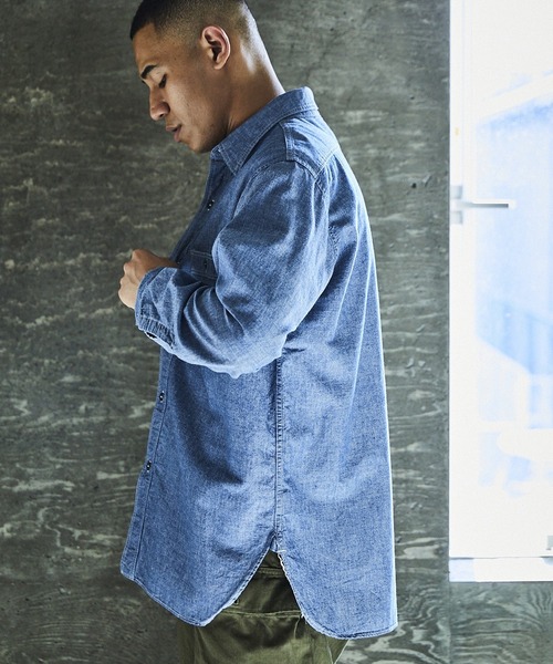 orSlow（オアスロウ）の「orSlow/オアスロウ RELAX FIT CHAMBRAY WORK SHIRT ワークシャツ（シャツ/ブラウス・メンズ・ブルー・3/4/2）」の19枚目の写真