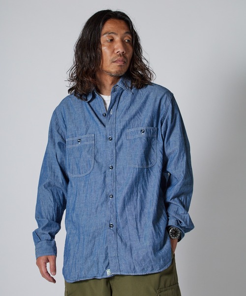 orSlow（オアスロウ）の「orSlow/オアスロウ RELAX FIT CHAMBRAY WORK SHIRT ワークシャツ 2026年春夏（シャツ/ブラウス・メンズ・ブルー・3/4/2）」の22枚目の写真