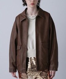 レザーライクブルゾン