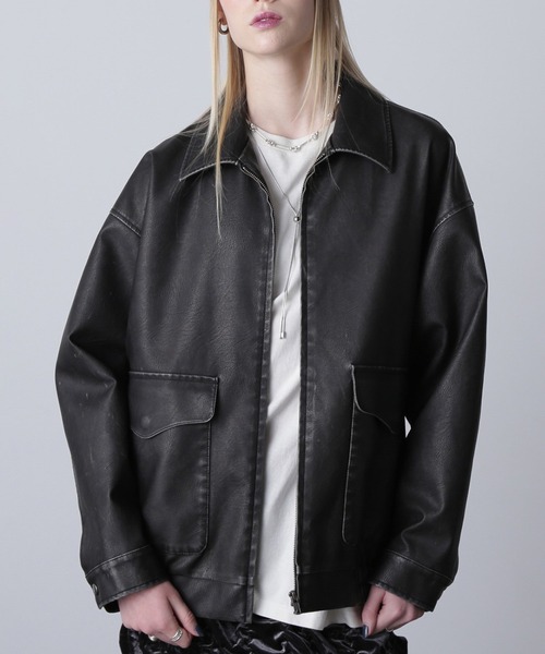 ROSE BUD（ローズバッド）の「レザーライクブルゾン（ブルゾン・レディース・ブラック/ブラウン・ONE SIZE）」の2枚目の写真