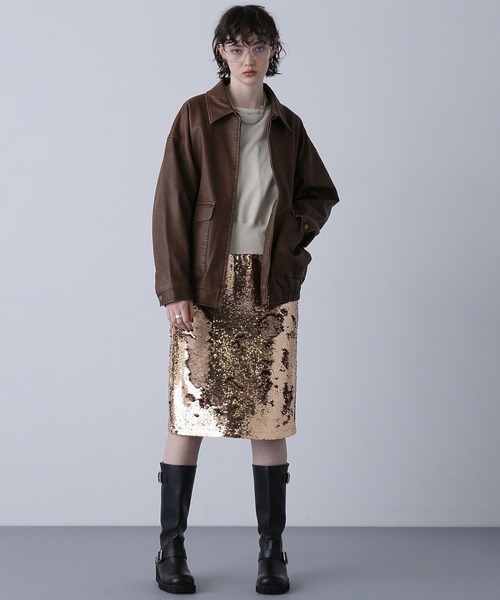 【新品】ROSE BUD レザーライクブルゾン ブラック セール】レザーライクブルゾン（ブルゾン）｜ROSE BUD（ローズバッド