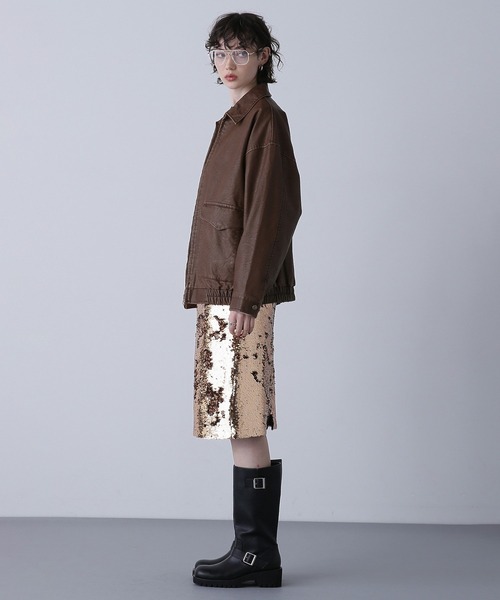 ROSE BUD（ローズバッド）の「レザーライクブルゾン（ブルゾン・レディース・ブラック/ブラウン・ONE SIZE）」の14枚目の写真