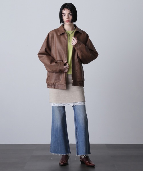 ROSE BUD（ローズバッド）の「レザーライクブルゾン（ブルゾン・レディース・ブラック/ブラウン・ONE SIZE）」の16枚目の写真