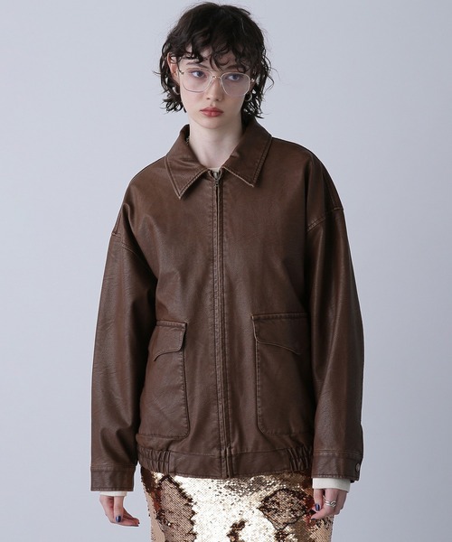 ROSE BUD（ローズバッド）の「レザーライクブルゾン（ブルゾン・レディース・ブラック/ブラウン・ONE SIZE）」の17枚目の写真