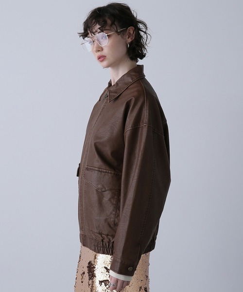 ROSE BUD（ローズバッド）の「レザーライクブルゾン（ブルゾン・レディース・ブラック/ブラウン・ONE SIZE）」の18枚目の写真