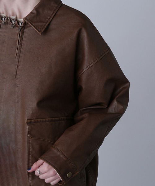 ROSE BUD（ローズバッド）の「レザーライクブルゾン（ブルゾン・レディース・ブラック/ブラウン・ONE SIZE）」の21枚目の写真