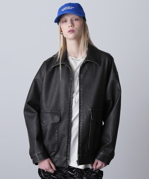 ROSE BUD（ローズバッド）の「レザーライクブルゾン（ブルゾン・レディース・ブラック/ブラウン・ONE SIZE）」の5枚目の写真