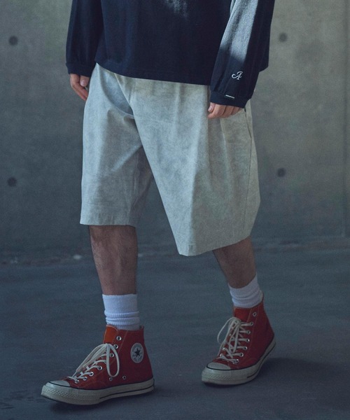 ADAM PATEK（アダムパテック）の「ADAMPATEK/uneven dyeing short pants/ムラ染めプリントワイドショートパンツ（その他パンツ・メンズ・ホワイト/ブラック/グレー・2/1）」の19枚目の写真