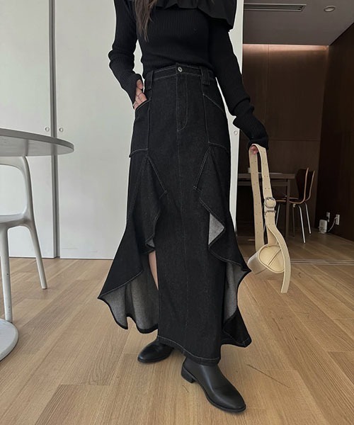 スカート WILLFULLY ruffle hem slit denim SK WILLFULLY official web store（ウィルフリーコウシキツウハン