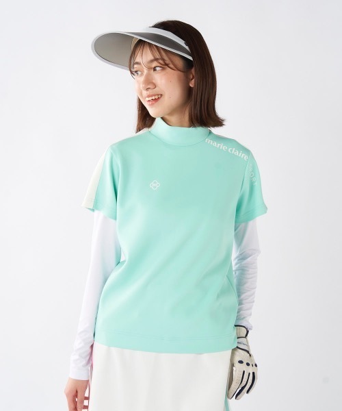 marie claire(マリ・クレール)の「【marie claire/マリ.クレール】レディース半袖モックネックアンダーセット ゴルフ(シャツ/ブラウス・レディース・ブルー/ホワイト/ブラック・LARGE/X-LARGE/XX-LARGE/MEDIUM)」の8枚目の写真