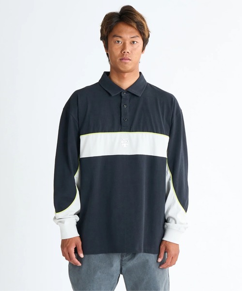 Quiksilver(クイックシルバー)の「MERCURY RUGBY /クイックシルバーラグビーポロシャツ(Tシャツ/カットソー・メンズ・ブラック・MEDIUM/LARGE/SMALL/X-LARGE)」の1枚目の写真