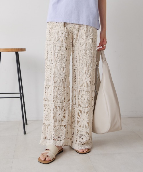 Bab（バブ）の「【S・Mサイズ展開】クロシェニットパンツ（その他パンツ・レディース・アイボリー/ブラック・S/M）」の5枚目の写真