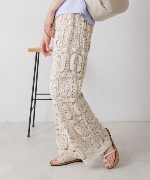 Bab（バブ）の「【S・Mサイズ展開】クロシェニットパンツ（その他パンツ・レディース・アイボリー/ブラック・S/M）」の6枚目の写真