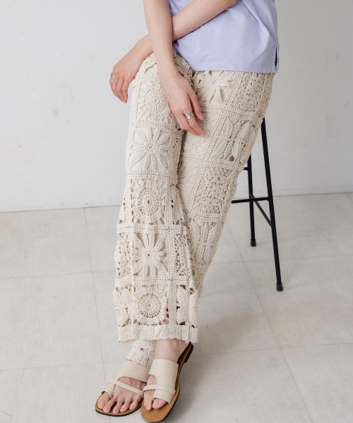 Bab（バブ）の「【S・Mサイズ展開】クロシェニットパンツ（その他パンツ・レディース・アイボリー/ブラック・S/M）」の8枚目の写真