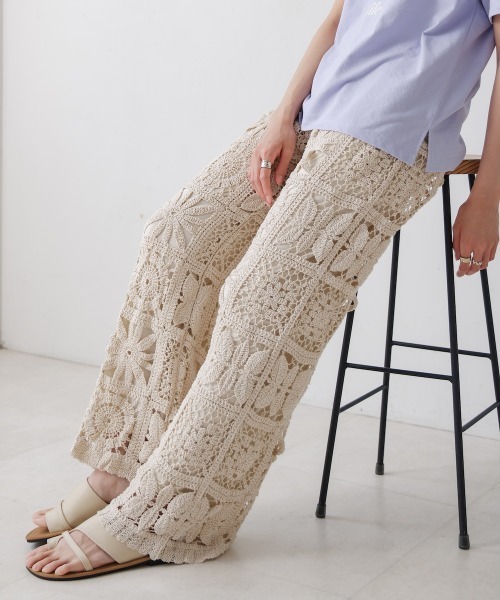 Bab（バブ）の「【S・Mサイズ展開】クロシェニットパンツ（その他パンツ・レディース・アイボリー/ブラック・S/M）」の10枚目の写真