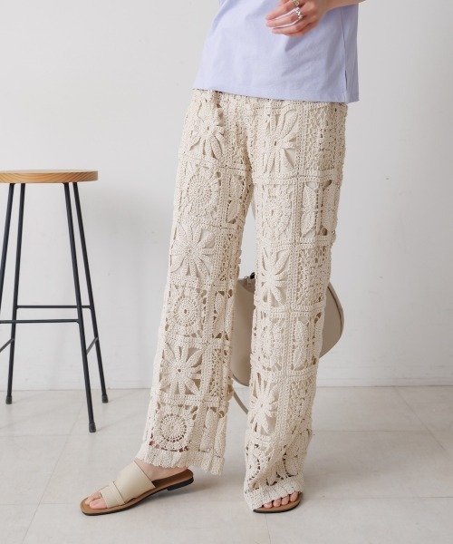 Bab（バブ）の「【S・Mサイズ展開】クロシェニットパンツ（その他パンツ・レディース・アイボリー/ブラック・S/M）」の11枚目の写真