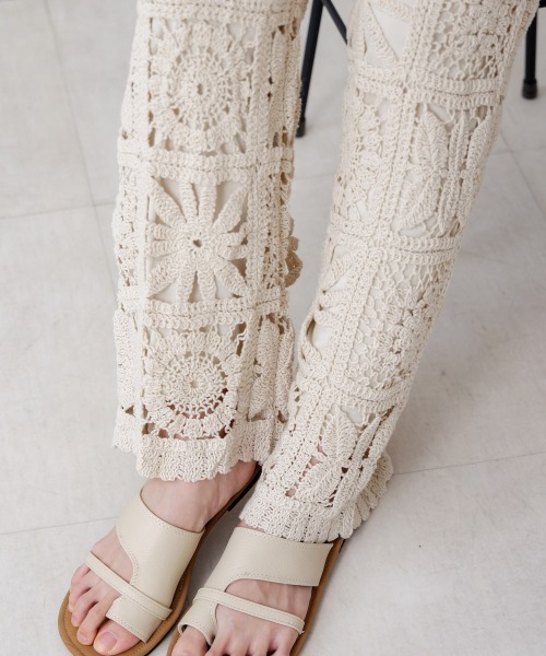 Bab（バブ）の「【S・Mサイズ展開】クロシェニットパンツ（その他パンツ・レディース・アイボリー/ブラック・S/M）」の15枚目の写真