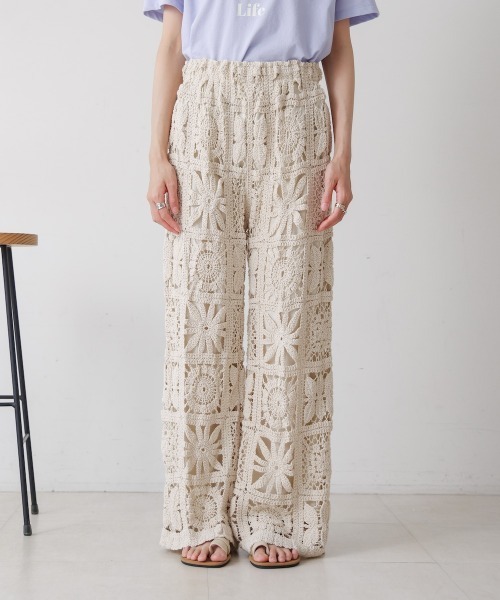 Bab（バブ）の「【S・Mサイズ展開】クロシェニットパンツ（その他パンツ・レディース・アイボリー/ブラック・S/M）」の18枚目の写真