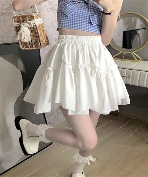 FREE STYLISTS(フリー スタイリスト)の「ティアードミニスカート(スカート・レディース・ブラック/ホワイト・FREE)」の2枚目の写真